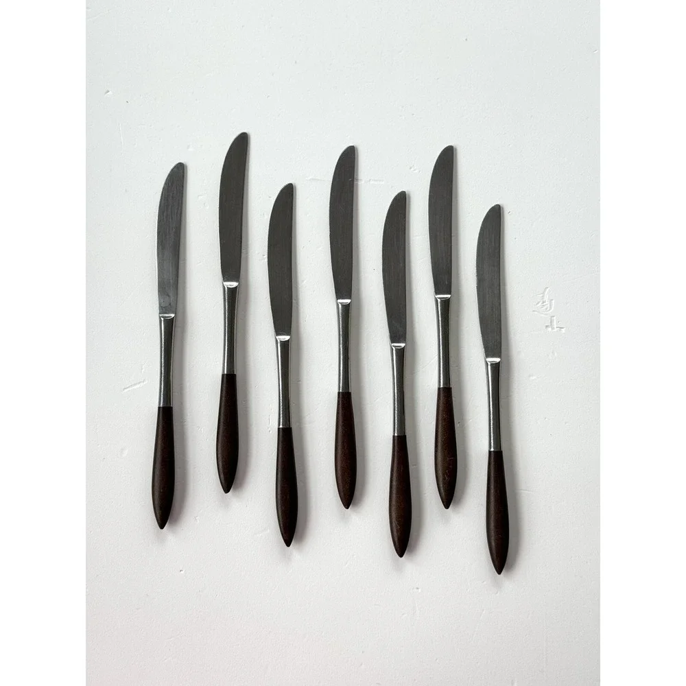 Ekco Eterna Canoe 7 Knives MCM Japan Forged Stainless And Wood Handle Knife